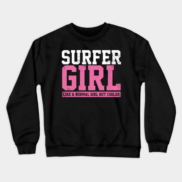 Surfer Girl Surfing Crewneck Sweatshirt by KAWAIITEE
